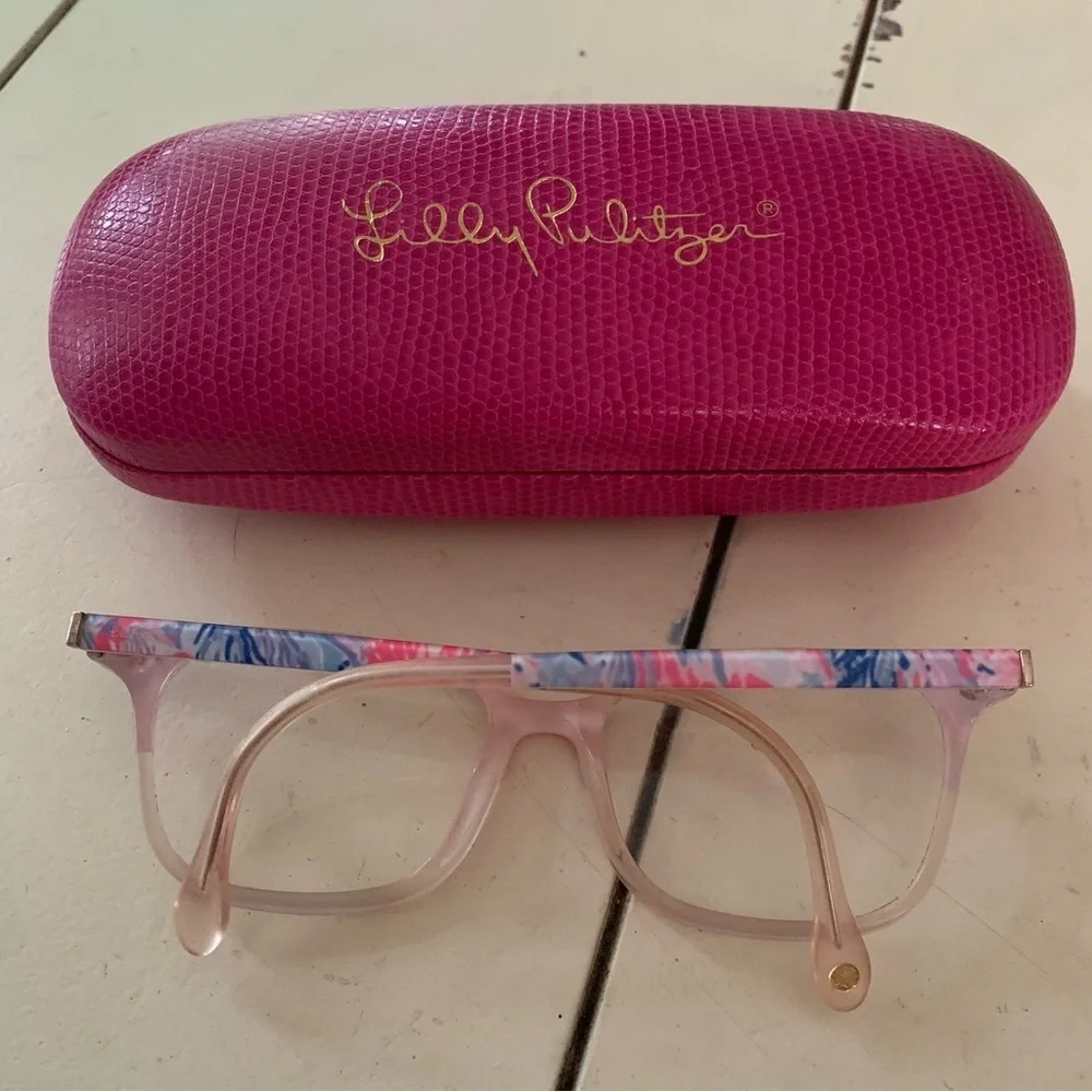 Lilly Pulitzer Alexa Eyeglass Frames Fan Sea Pants Pink Blue